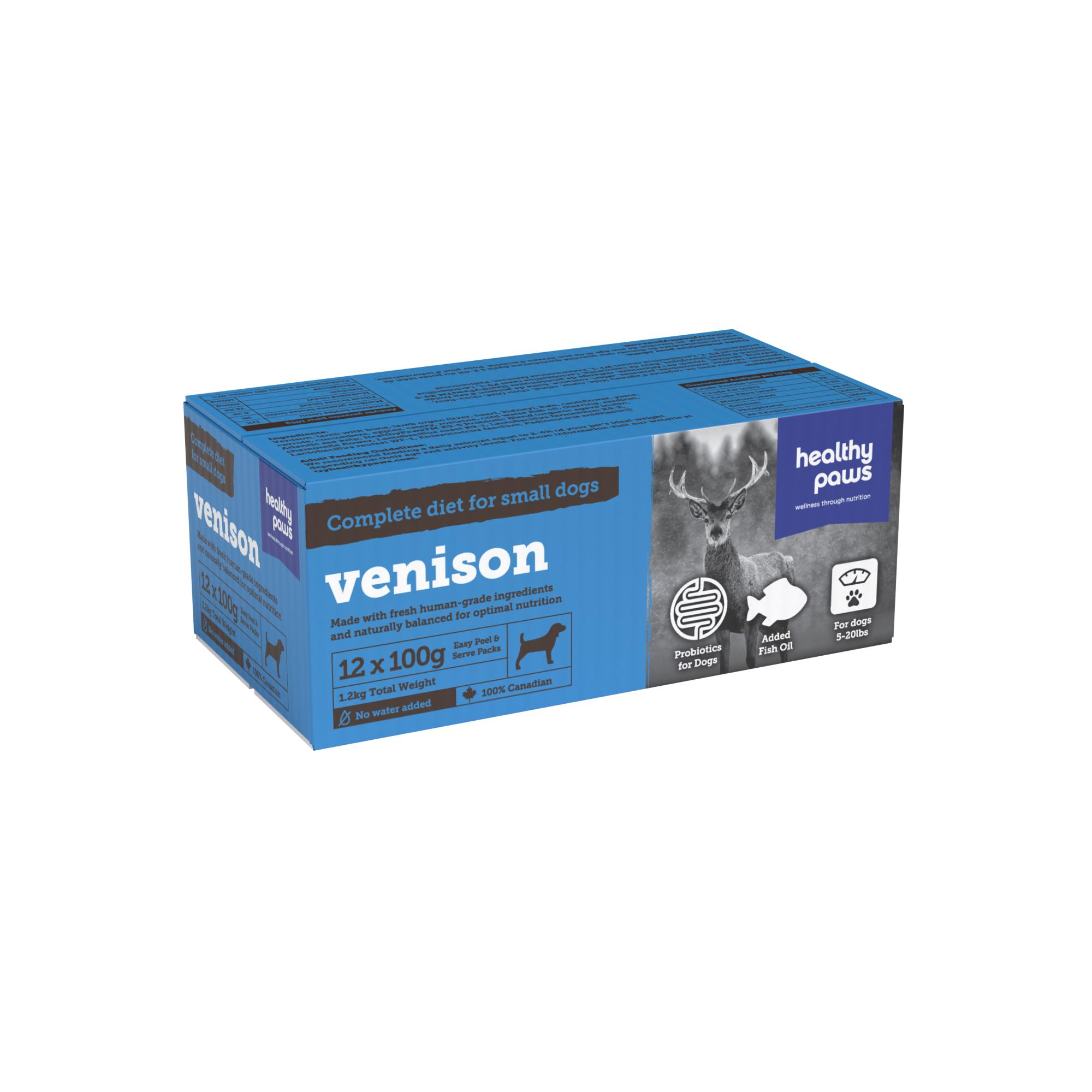 Healthy Paws Complete Dinner Venison Frozen Food for Small Dogs, 1.2-kg