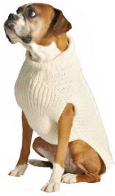 Chilly Dog Natural Cable Dog & Cat Sweater, XX-Small