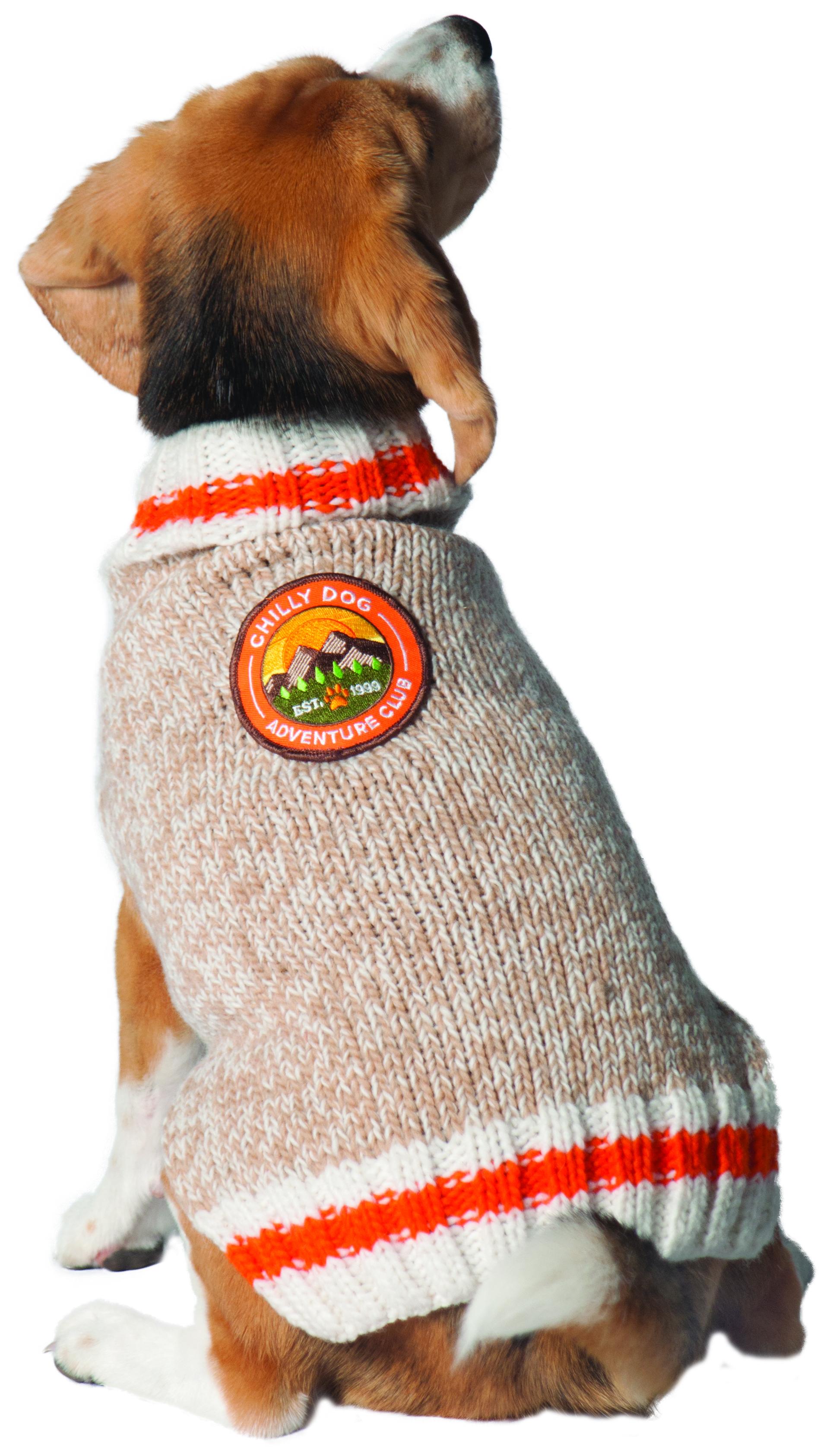 Chilly Dog Adventure Club Patch Wool Dog Sweater
