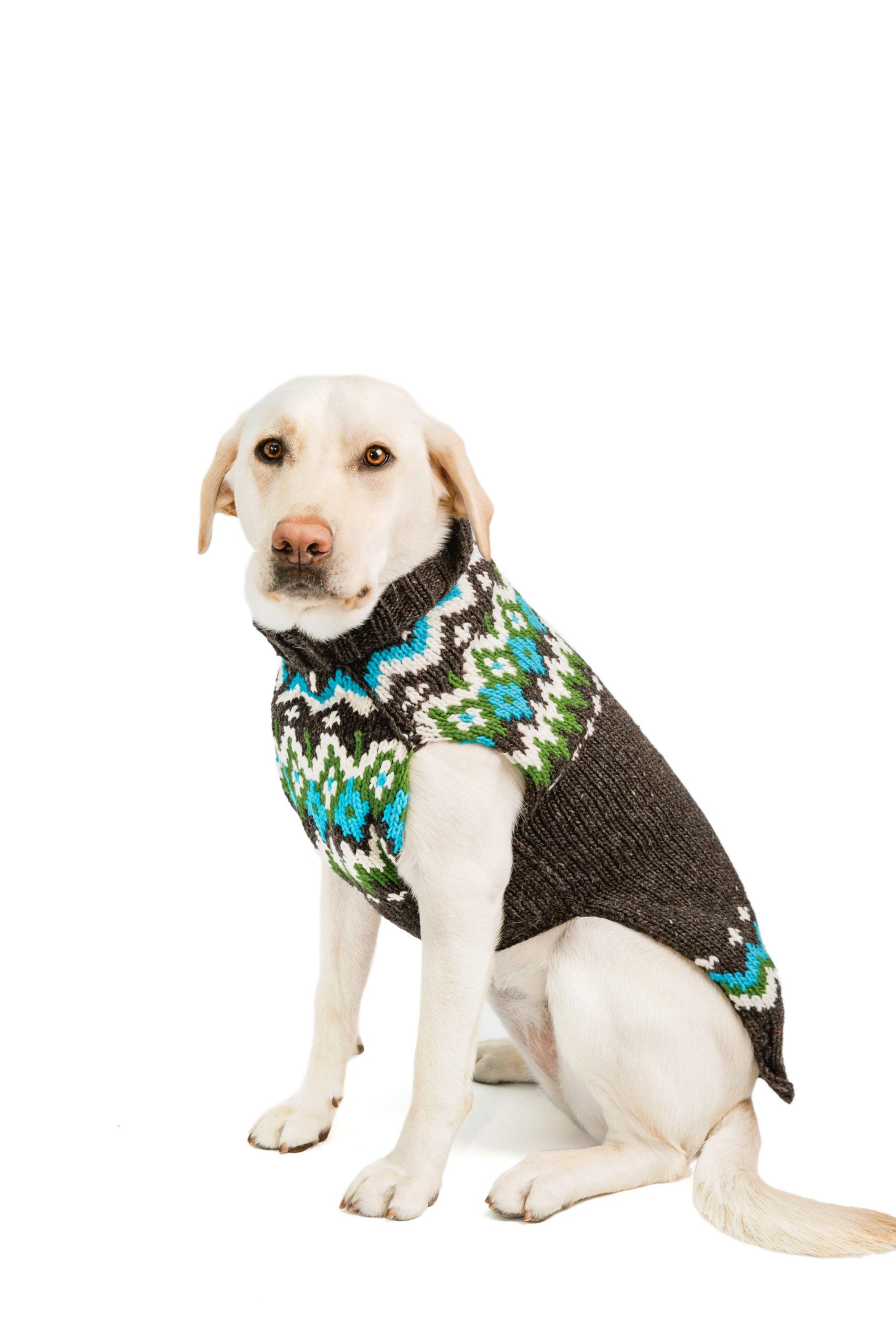 Chilly Dog Fairisle Wool Dog Sweater, Charcoal, XX-Small
