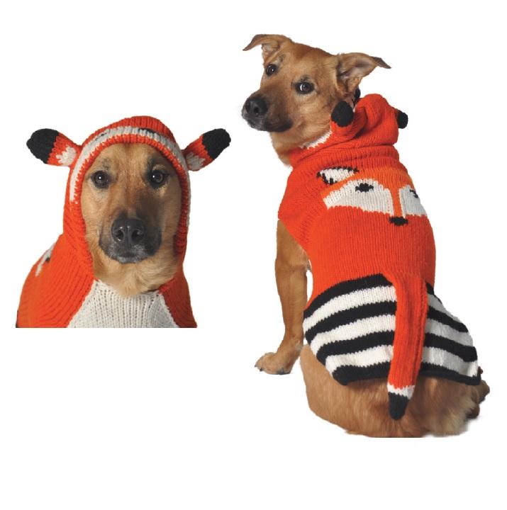 Chilly Dog Foxy Hoodie Dog Sweater, Large