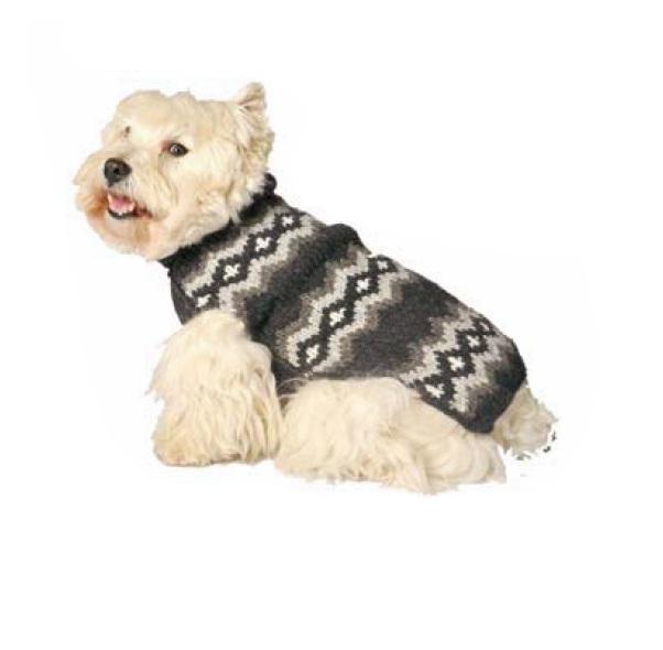 Chilly Dog Gray Diamonds Dog Sweater, XX-Small