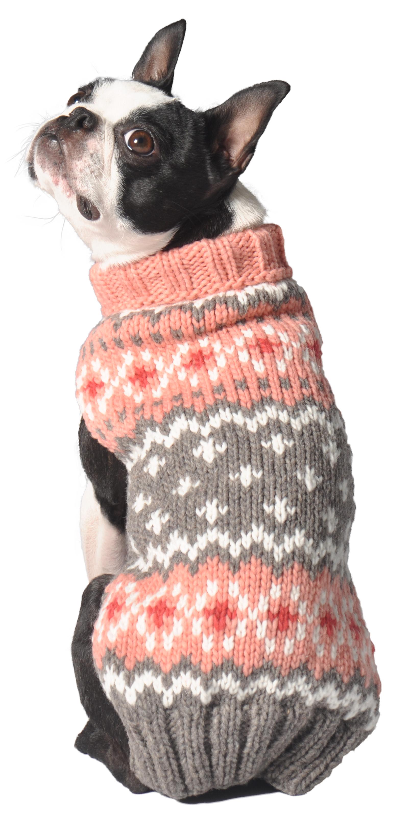 Chilly Dog Peach Fairisle Dog Sweater, XX-Small