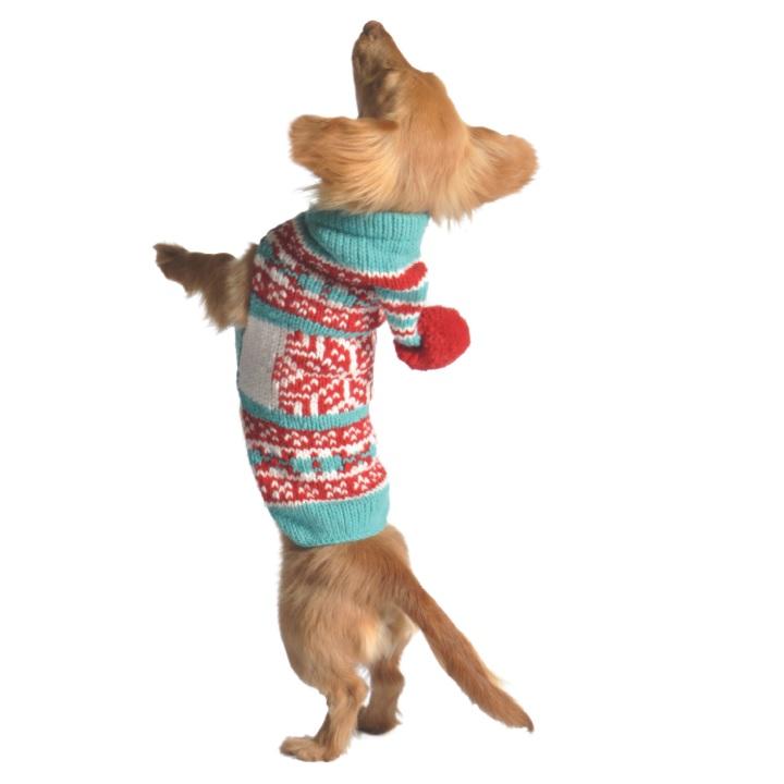 Chilly Dog Hoodie Holiday Dog Sweater, Peppermint, Small