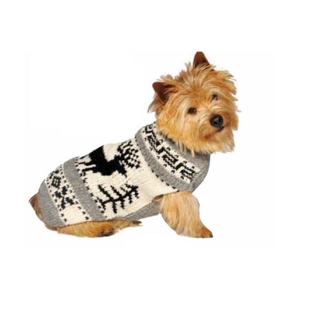 Chilly Dog Wool Dog Sweater, Reindeer Shawl, X-Large