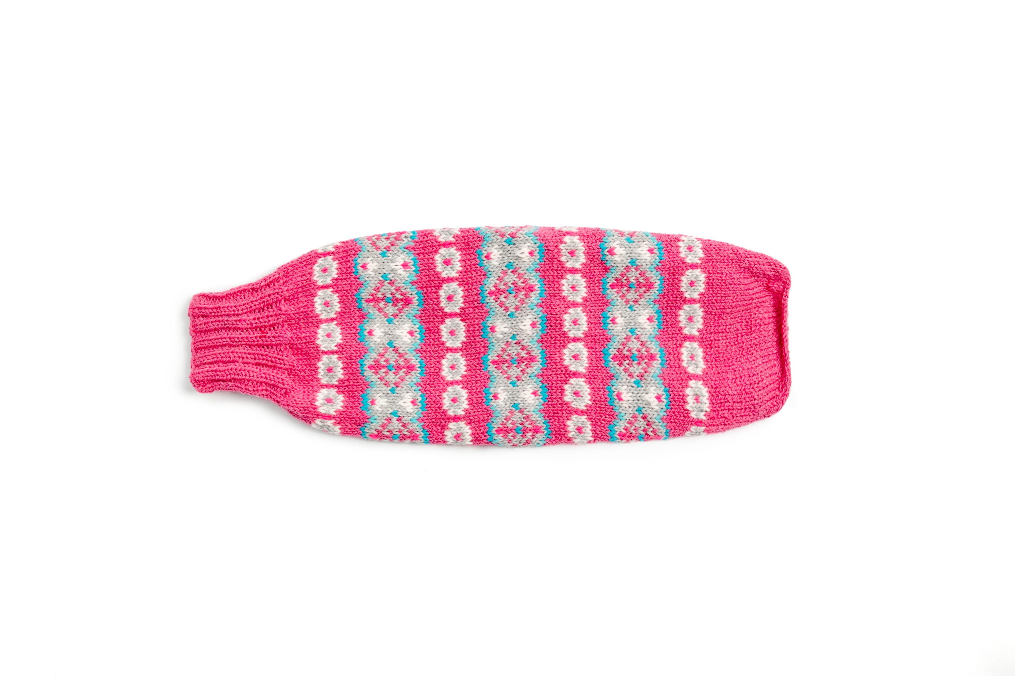 Chilly Dog Alpaca Fairisle Dog Sweater, Rose, XX-Small