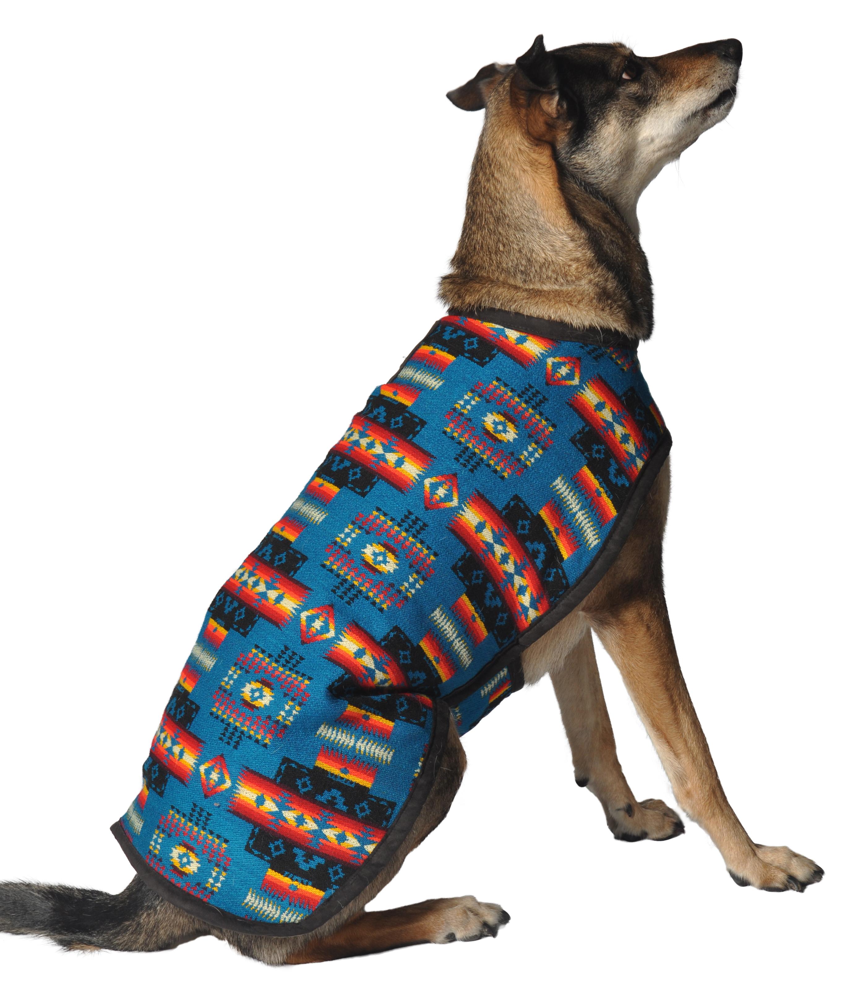Chilly Dog Blanket Dog Coat, Turquoise Southwest, XX-Large