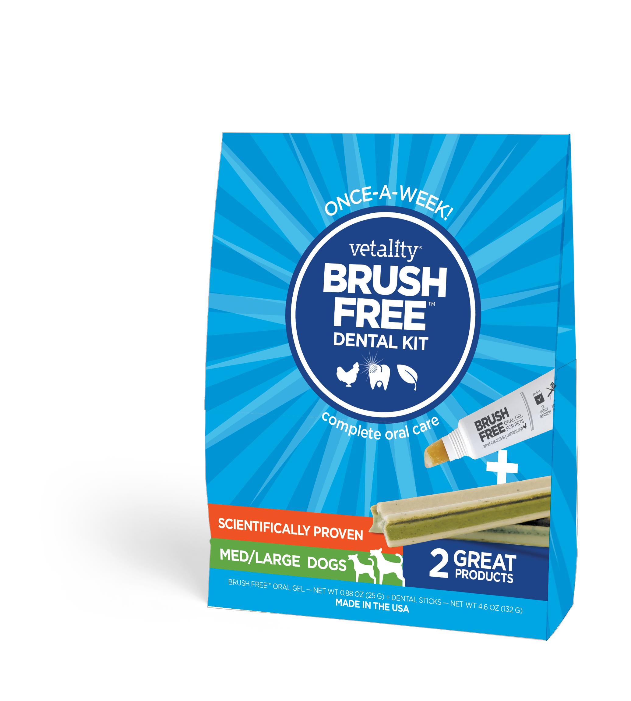 Vetality Brush-Free Dental Kit for Medium & Large Dogs