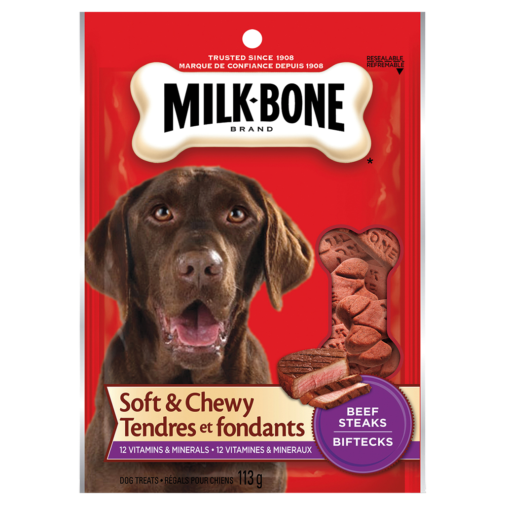 Milk-Bone Soft & Chewy Beef Steaks Dog Treats, 113-gram