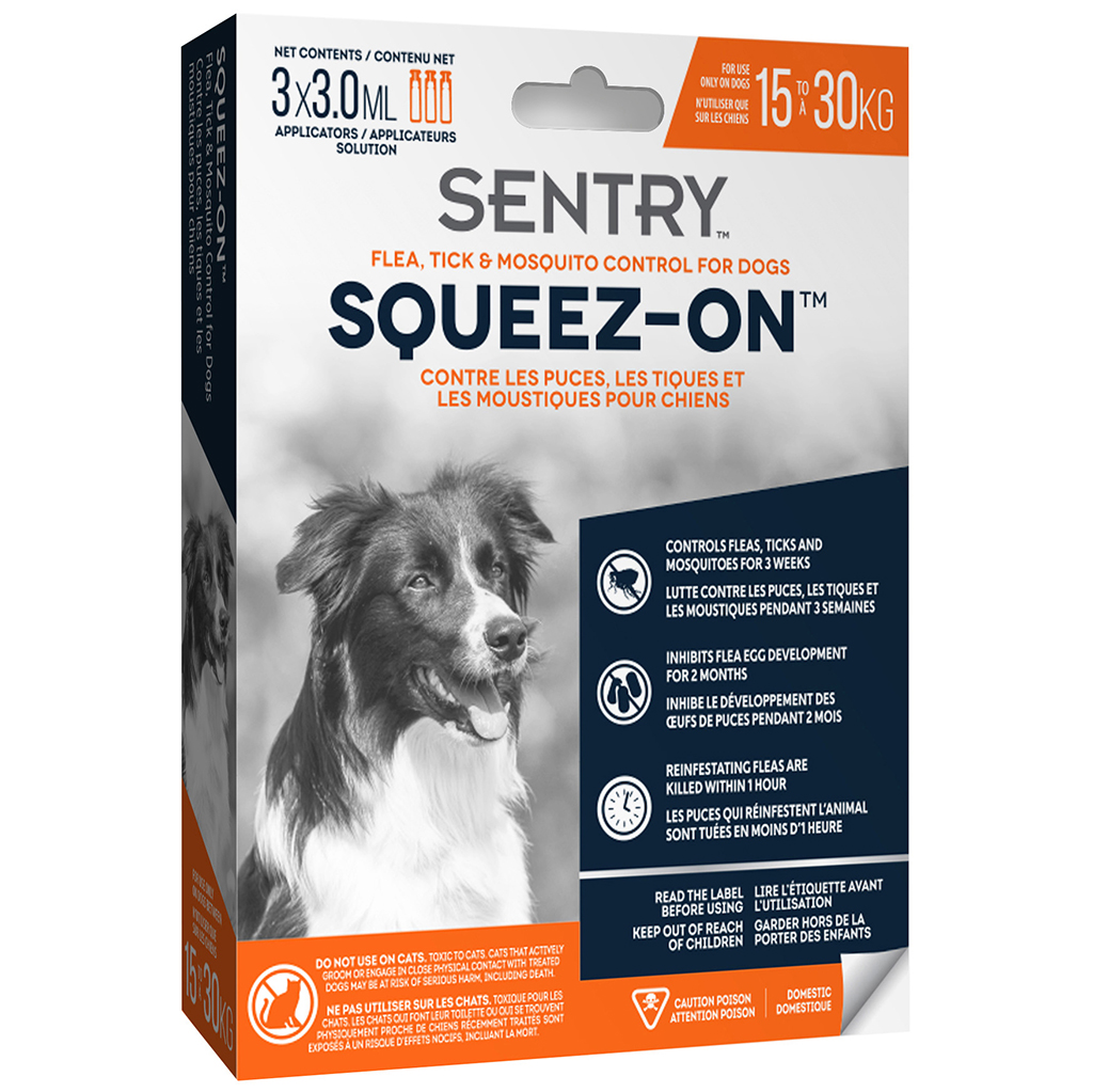 Sentry Squeez-On Flea, Tick & Mosquito Control for Dogs, Medium
