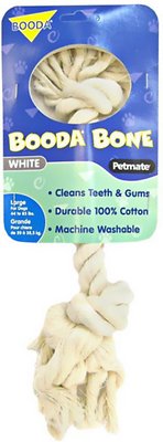 Booda 2-Knot Rope Bone Dog Toy, White, Large