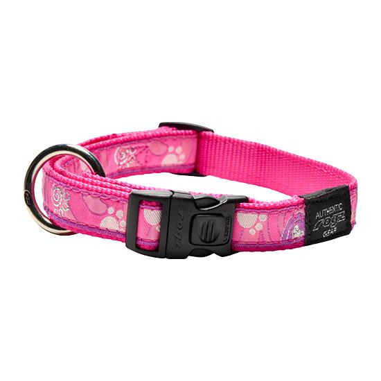Rogz Fancy Dress Dog Collar, Pink Paws, Medium
