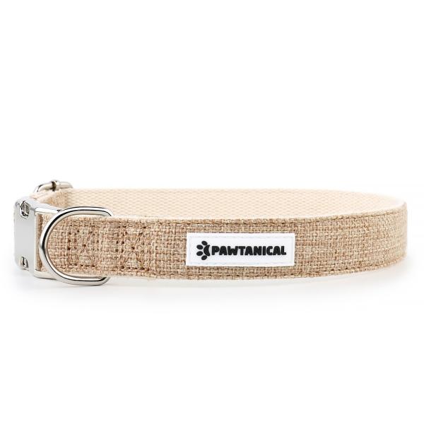 Pawtanical Dog Collar, Khaki, 5/8-in x 8-12-in