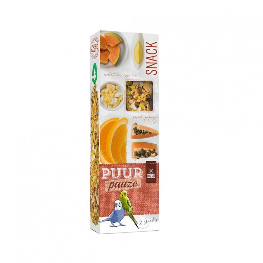 Witte Molen PUUR Pauze Seed Sticks Exotic Fruit & Egg Budgie Bird Treats, 60-gram