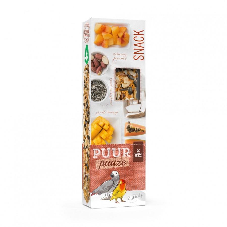 Witte Molen PUUR Pauze Seed Sticks Fruit & Nuts Lovebird & Parrot Bird Treats, 140-gram