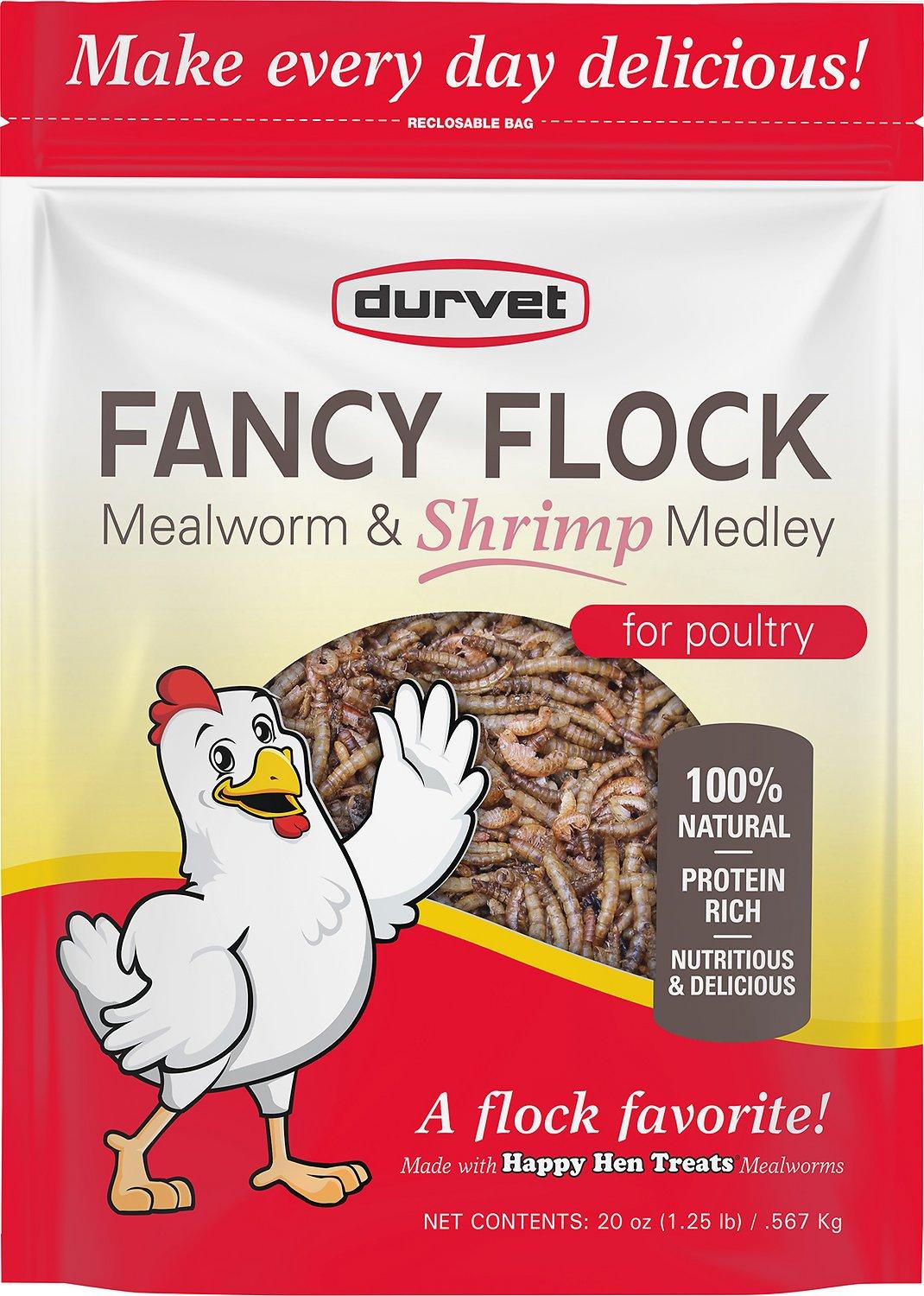 Durvet Fancy Flock Mealworm & Shrimp Medley Poultry Treats, 20-oz