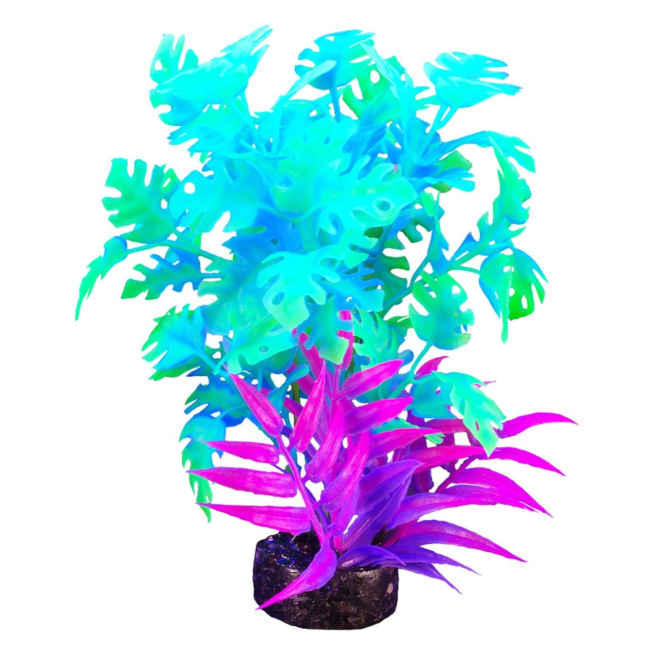 Marina iGlo Philddendron Aquarium Plant, Green/Blue