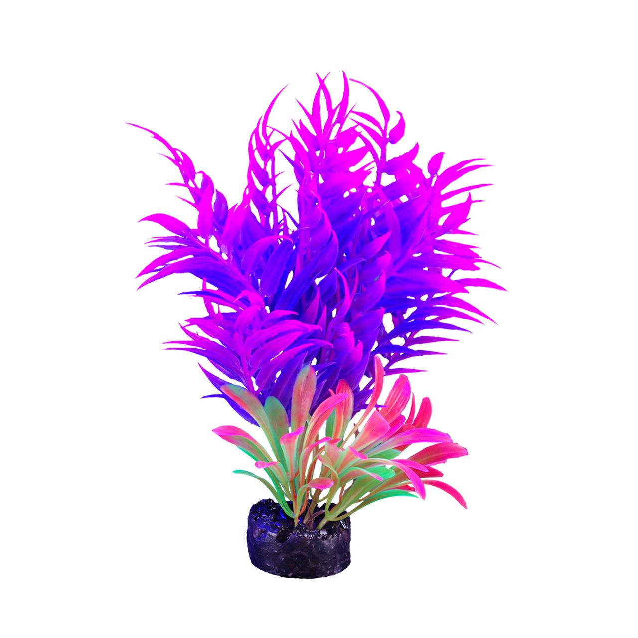 Marina iGlo Slim Leaf Bamboo Aquarium Plant, Pink/Purple