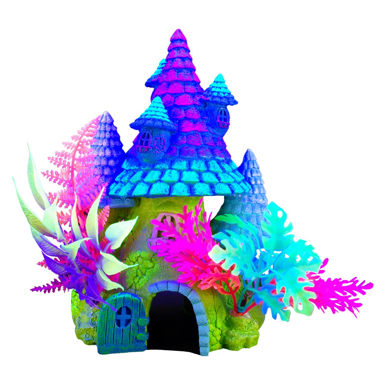 Marina iGlo Ornament Fantasy House with Plants Aquarium Ornament