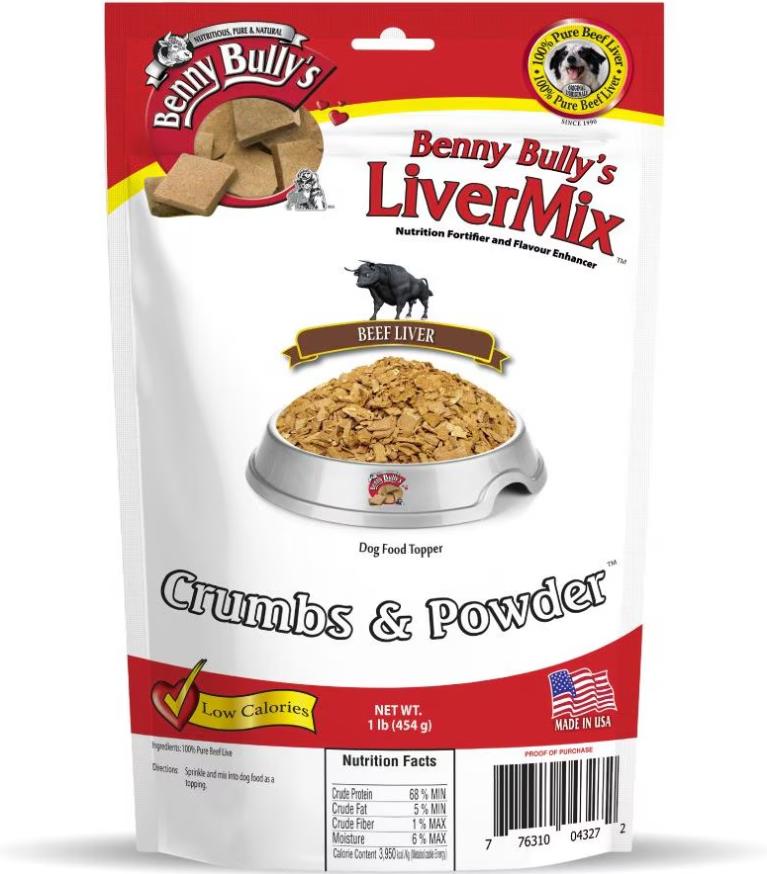 Benny Bully's LiverMix Crumbs & Powder Freeze-Dried Dog Food Topper, 1-lb