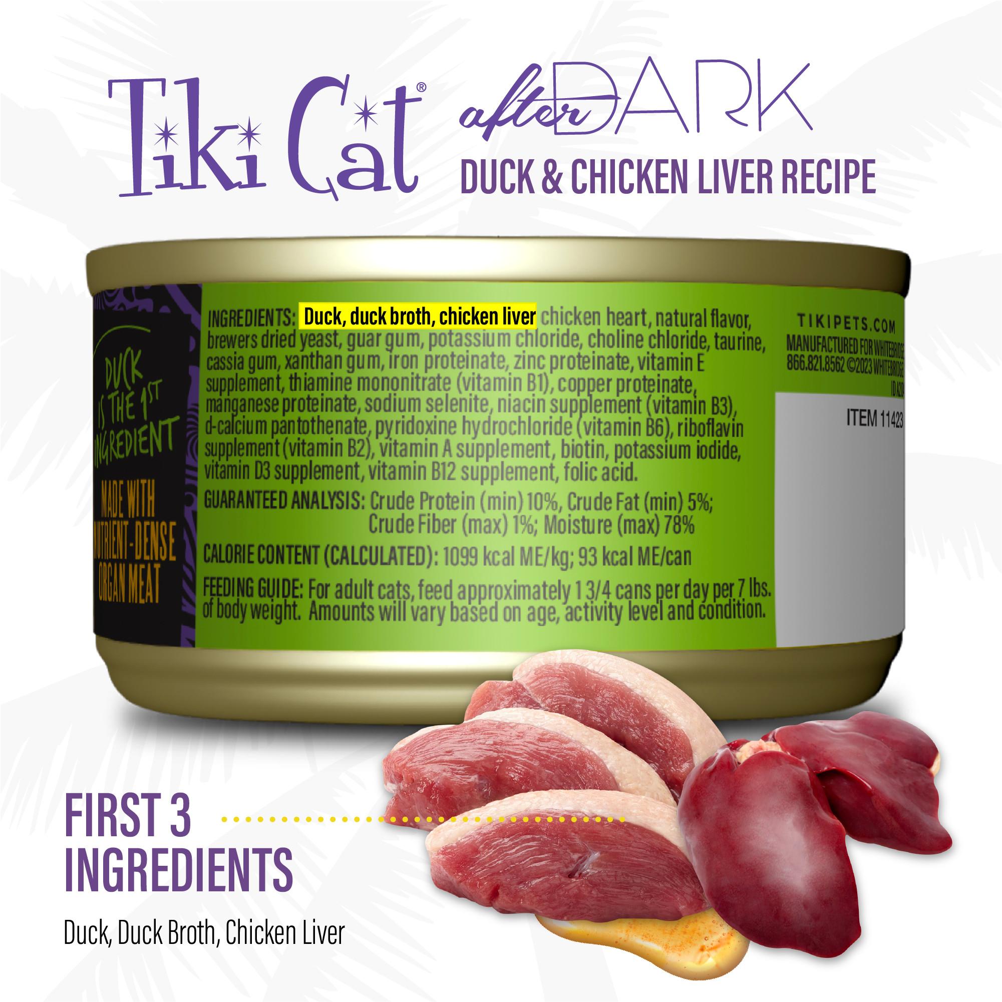 Tiki Cat After Dark Soft Pate Duck & Chicken Liver Wet Cat Food Can, 3-oz