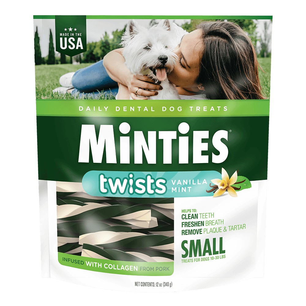 VetlQ Minties Twists Dental Bone Chews Dog Treats, Small 10-30-lb
