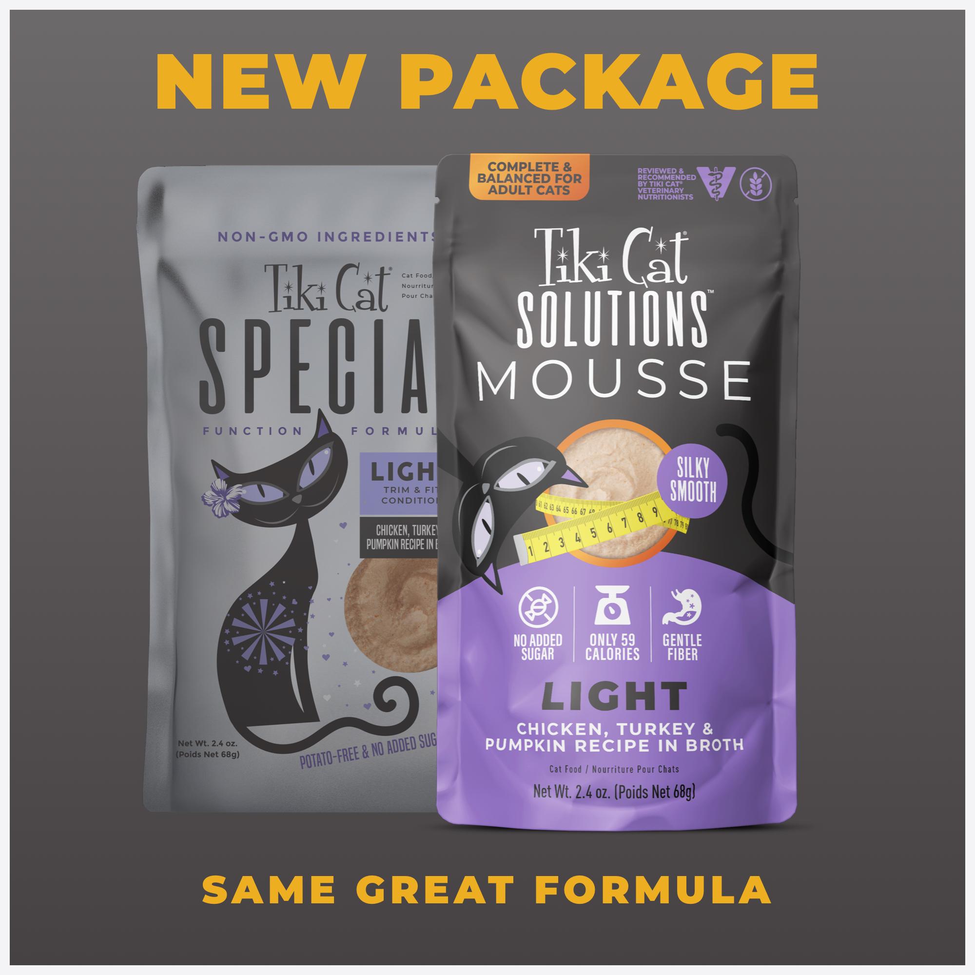 Tiki Cat Solutions Light Mousse Chicken, Turkey & Pumpkin in Broth Wet Cat Food Pouch, 2.4-oz