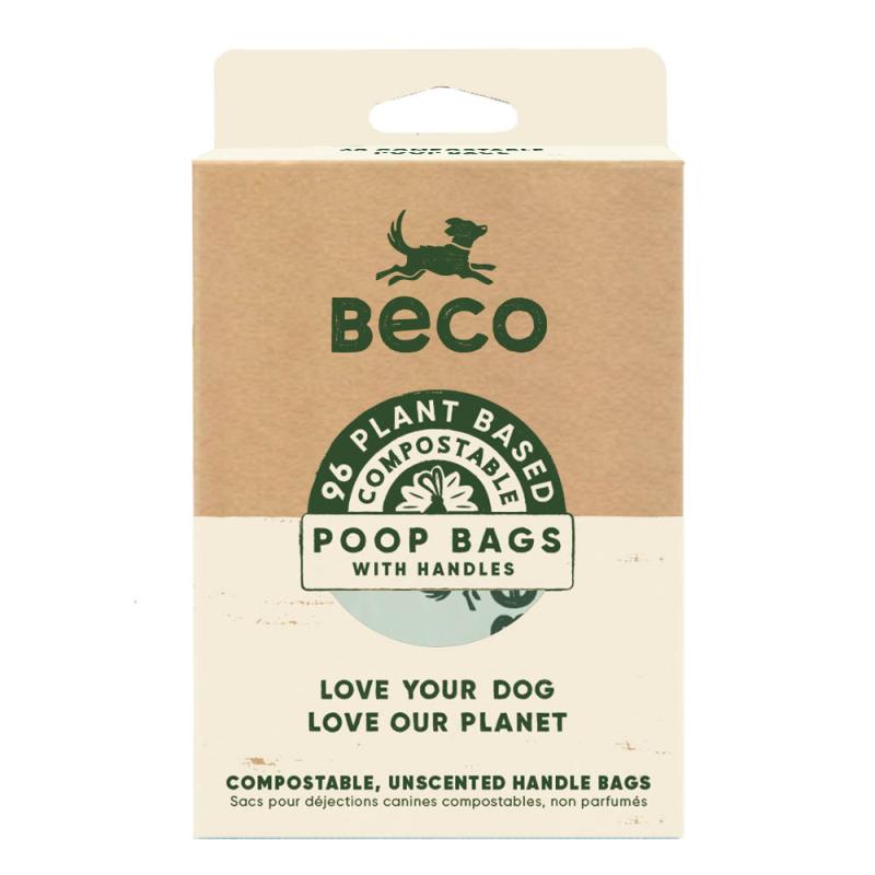 Beco Compostable Unscented Poop Bags with Handle for Dogs