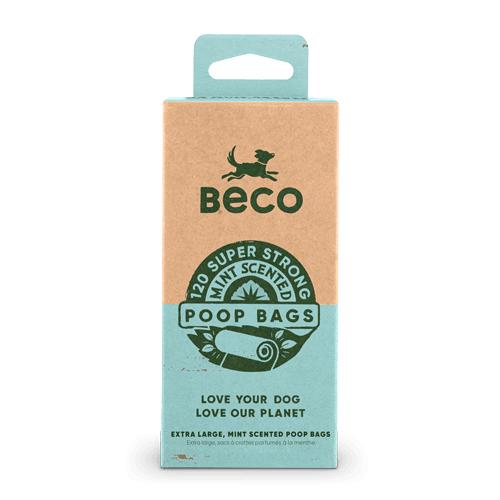 Sacs à crottes de chien parfumés à la menthe Beco, 120 pièces