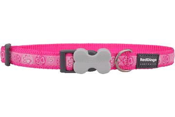 Red Dingo Paw Impressions Dog Collar, Hot Pink