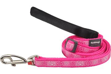 Red Dingo Paw Impressions Dog Lead, Hot Pink, Large