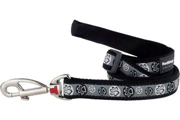 Red Dingo Paw Impressions Dog Lead, Black, Large