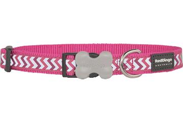 Red Dingo Reflective Ziggy Dog Collar, Hot Pink, Medium