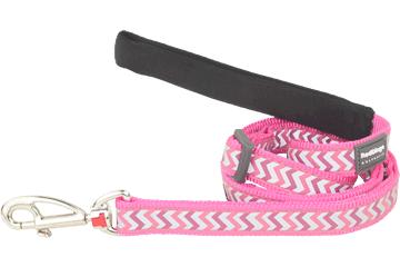 Red Dingo Reflective Ziggy Dog Lead, Hot Pink