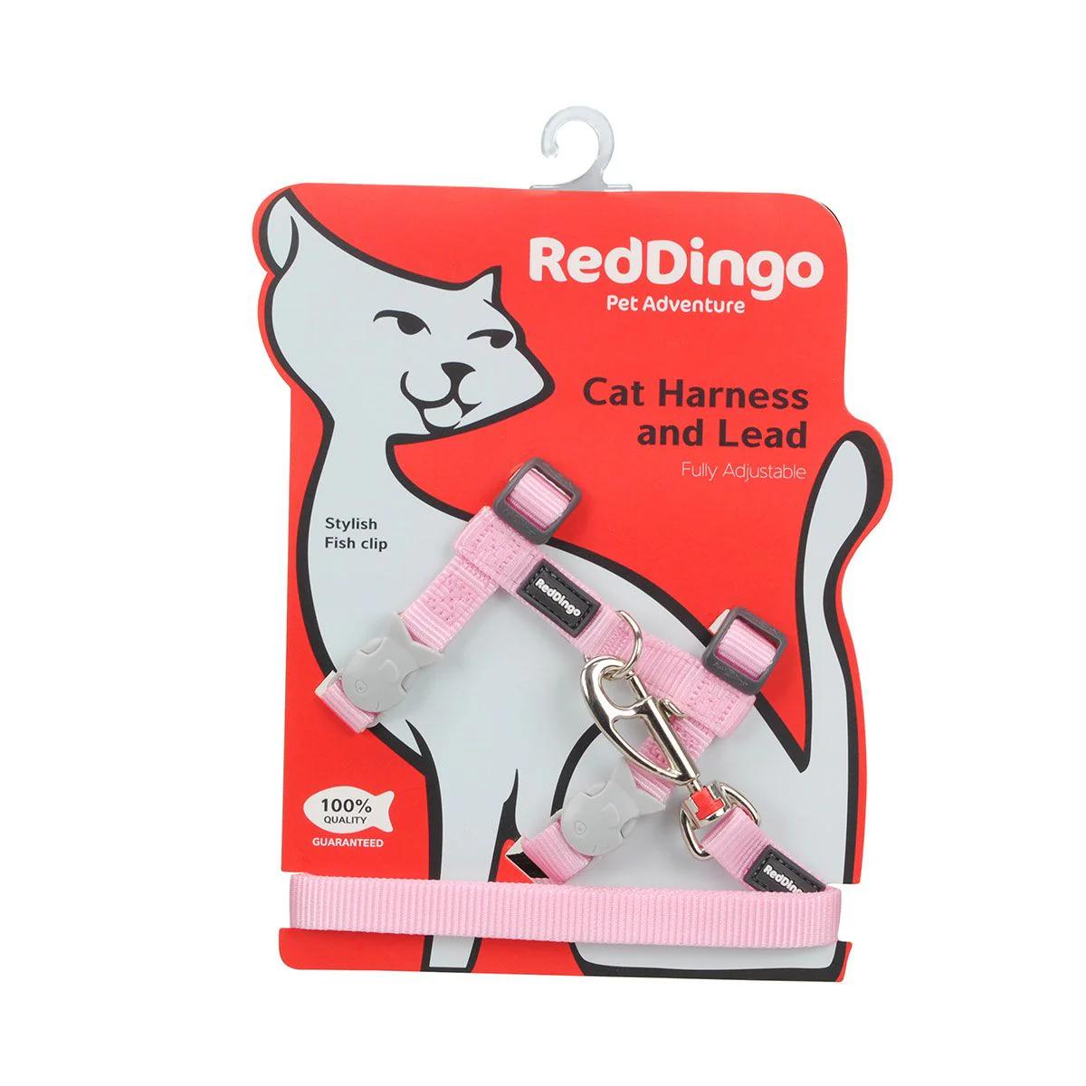 Red Dingo Classic Cat Harness & Leash, Pink, X-Small