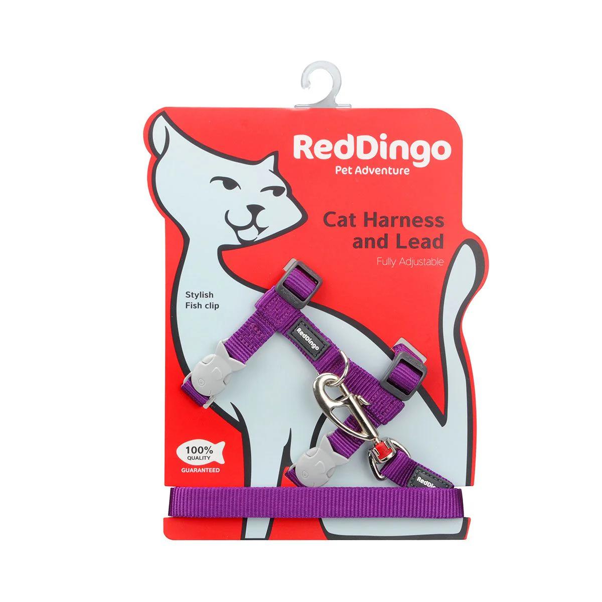 Red Dingo Classic Cat Harness & Leash, Purple, X-Small