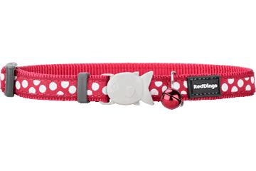 Red Dingo White Dots Cat Collar, Red