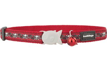 Red Dingo Skull & Roses Cat Collar, Red