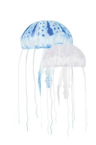 Aquatop Floating Jelly Fish Aquarium Ornament, Blue/Clear