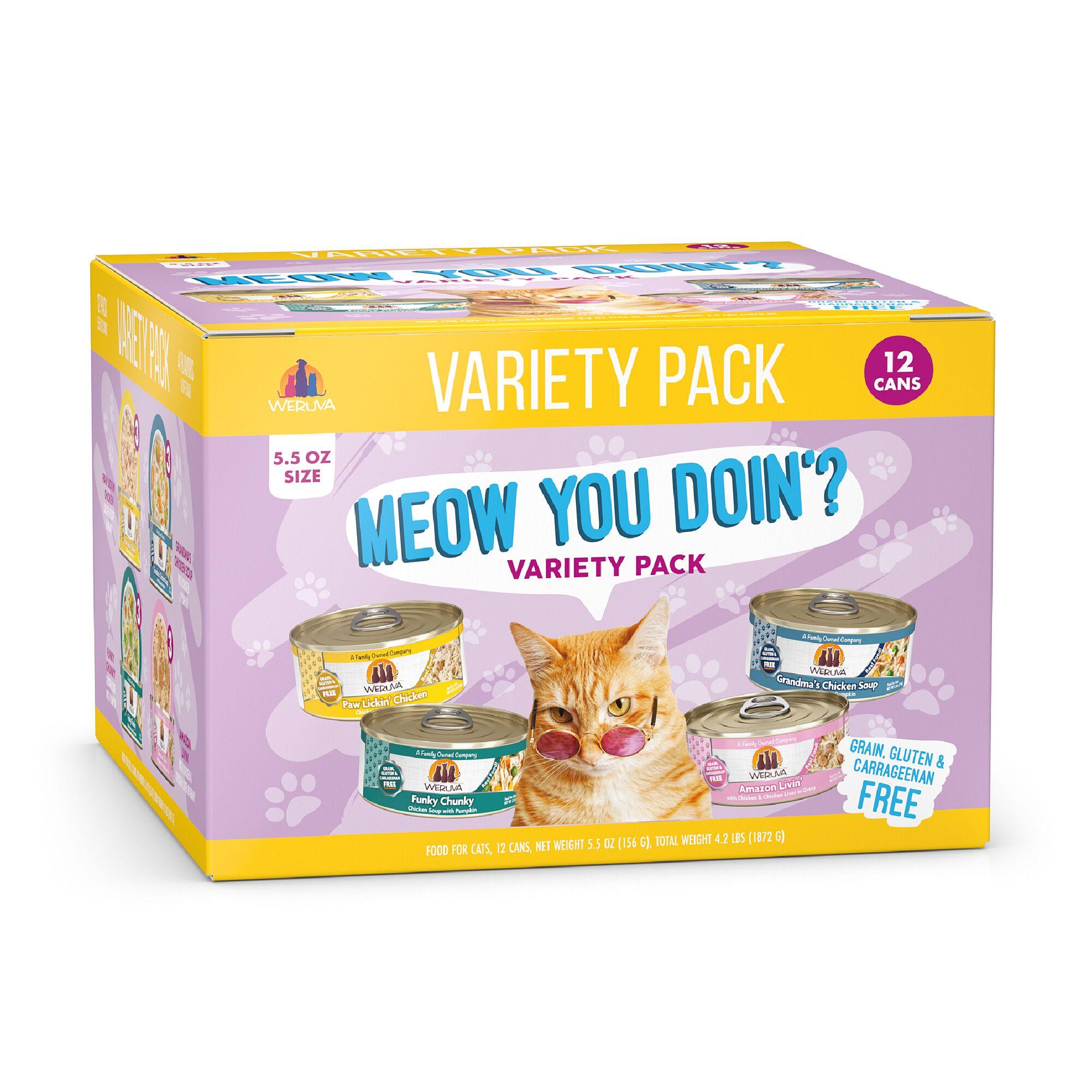 Weruva Classic Cat Meow You Doin'? Variety Pack Wet Cat Food Can, 5.5-oz, 12-pk (Size: 5.5-oz, 12-pk)