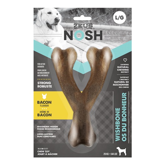 Zeus Nosh Bacon Flavored Wishbone Dog Toy, Large