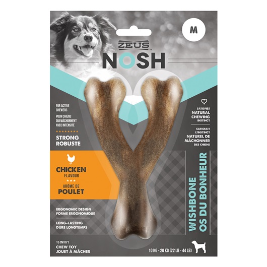 Zeus Nosh Chicken Flavored Wishbone Dog Toy, Medium