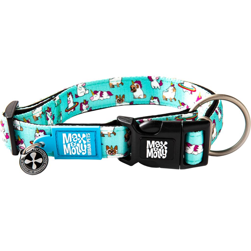Max & Molly Smart ID Dog Collar, Unicorns, 11-17-in