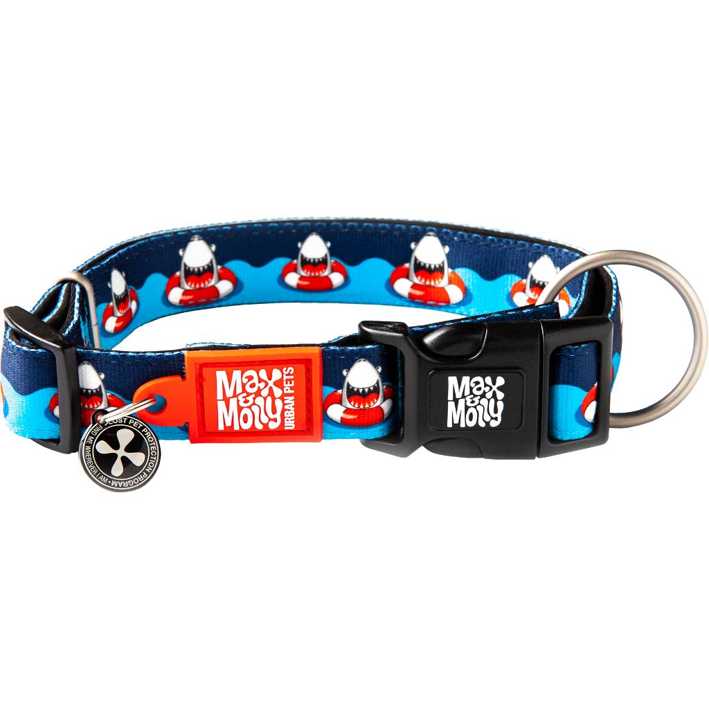 Max & Molly Smart ID Dog Collar, Frenzy the Shark, 15-24-in