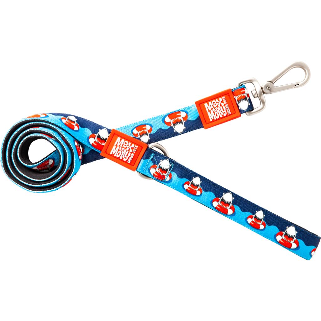 Max & Molly Original Dog Leash, Frenzy the Shark, 2/3-in x 4-ft