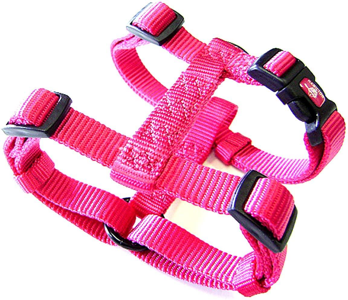 Hamilton Adjustable Nylon Comfort Dog Harness, Raspberry, 1-in x 30-40-in
