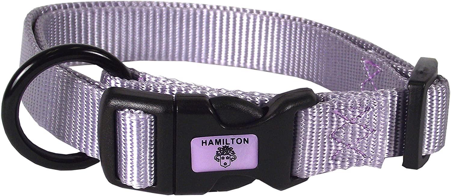 Hamilton Adjustable Nylon Dog Collar, Lavender, 1-in x 18-26-in