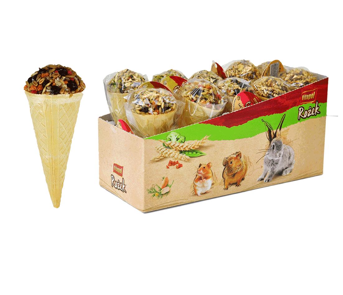 A&E Cage Company Vitapol Smakers Ice Cream Cone Veggie, Nut & Fruit Small Animal Treats