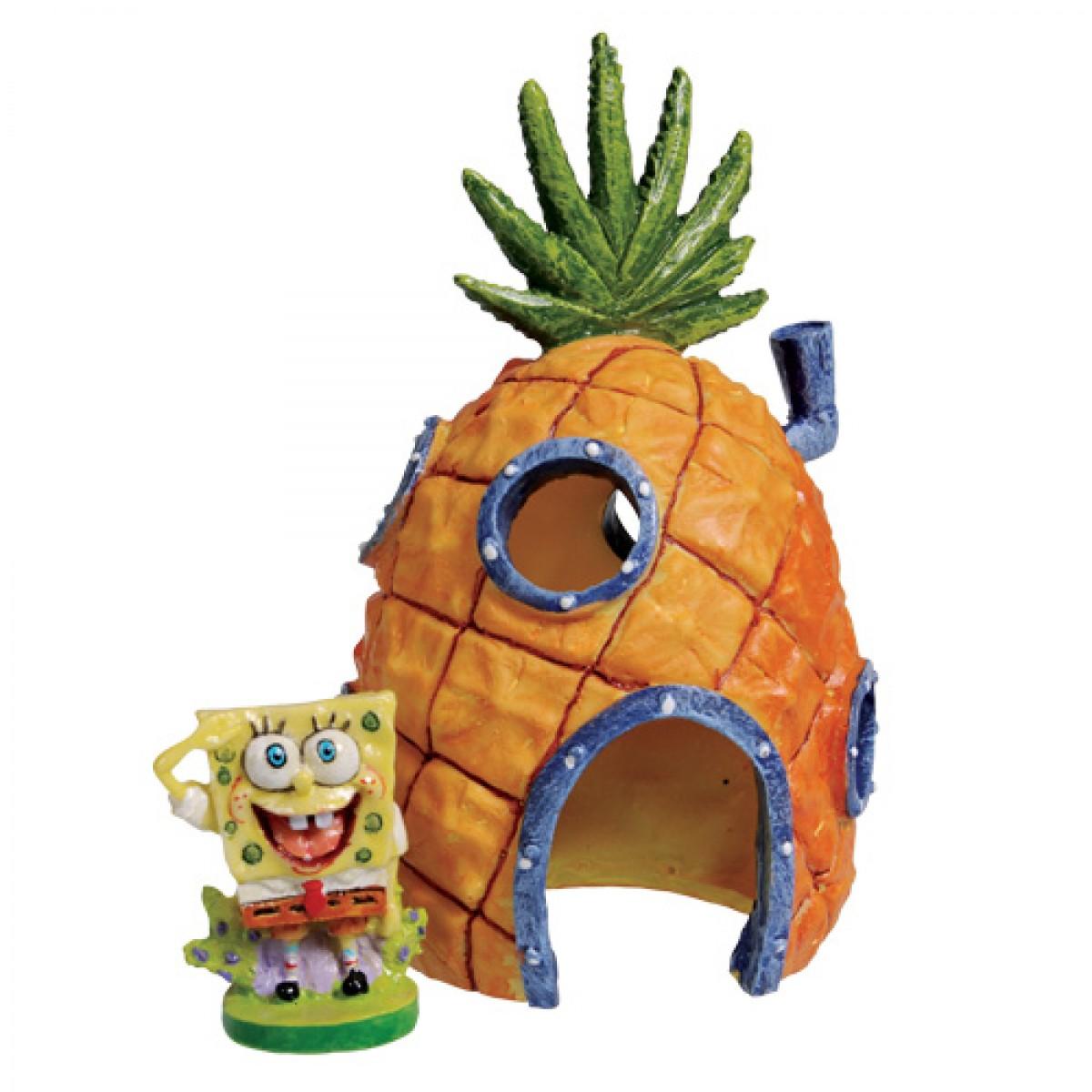 Penn-Plax SpongeBob SquarePants & Pineapple Home Aquarium Ornament, 2-pk (Size: 2-pk)