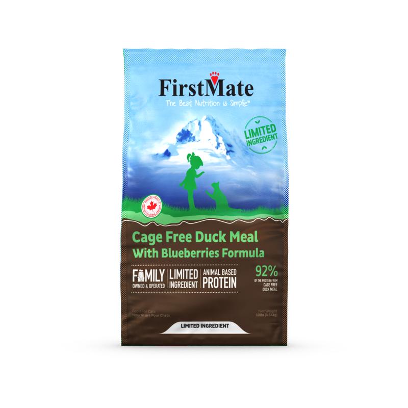 FirstMate Limited Ingredient Diet Cage Free Duck Meal with Blueberries Grain-Free Dry Cat Food, 10-lb